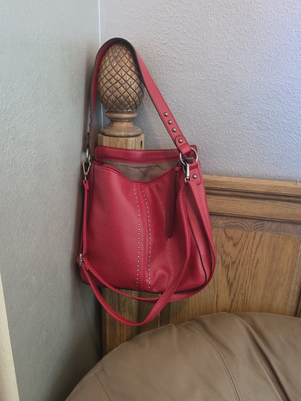 Montana West Red Stud-Accent Shoulder/ crossbody Bag